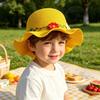 Children Sun Hat Wide Brim UV Protection Straw Hat with 3D