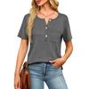Women LShirts Fall Clothes Casual Button Up V Neck Tunic Tops Loose Basic Tee