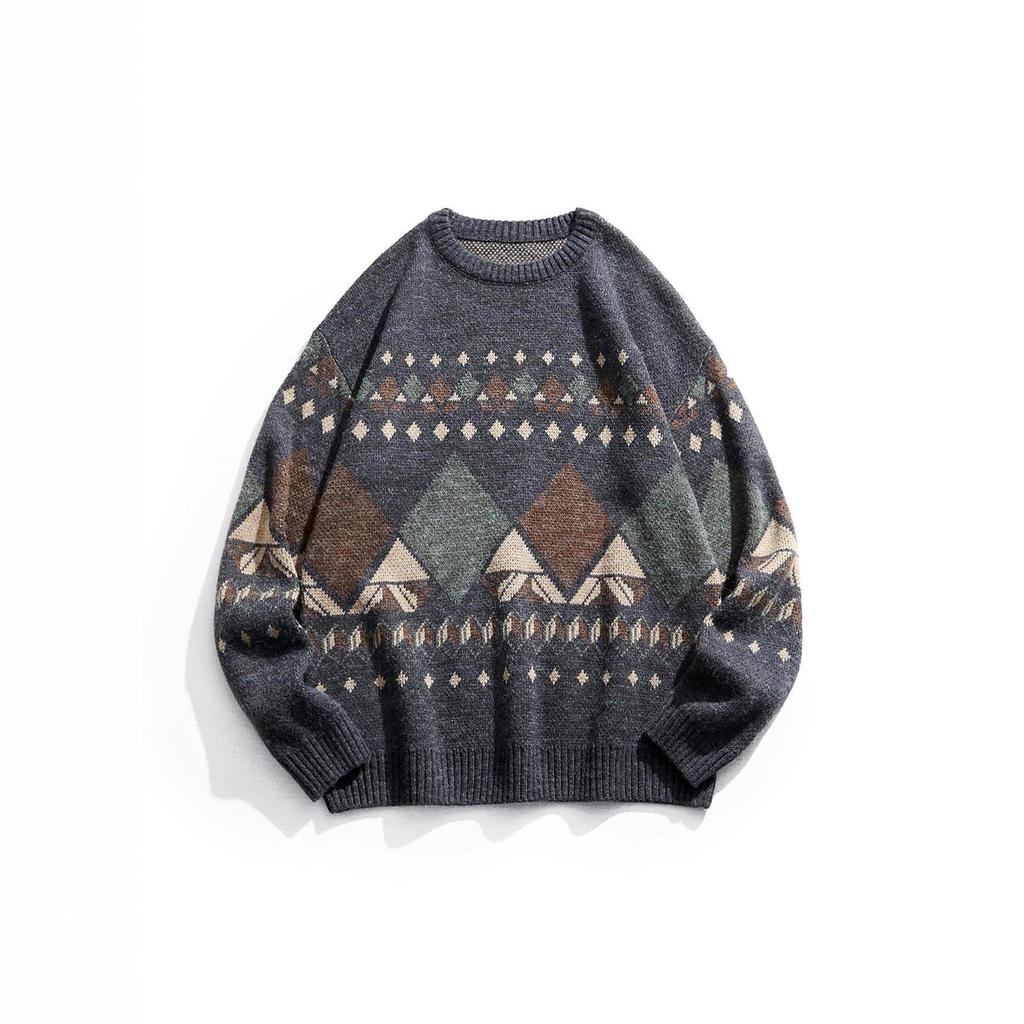 Herren Retro Ethnischer Dicker Strickpullover - Winter Übergröße Warme Schicht