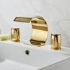 Basin Faucet Bathroom Widespread Three Holes 8 Inch Brass Sink Mixer Tap Gold Black Basin Waterfall Sink Mixer Crane