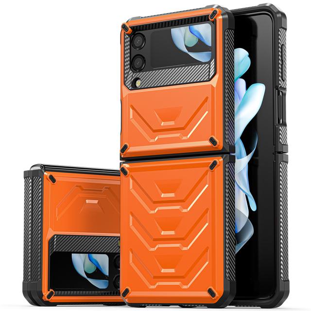 

Прочный чехол для телефона Samsung Galaxy Z Flip 4 3 5g 2022, противоударный и устойчивый к царапинам силиконовый чехол-бампер для Galaxy Z Flip 4 for Galaxy Z Flip 3 оранжевый