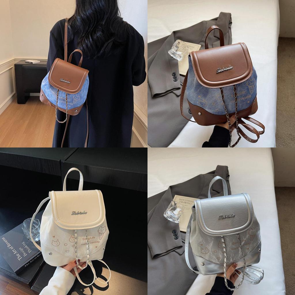 Zaino alla moda in materiale PU color castagna con chiusura magnetica per uso quotidiano e viaggi