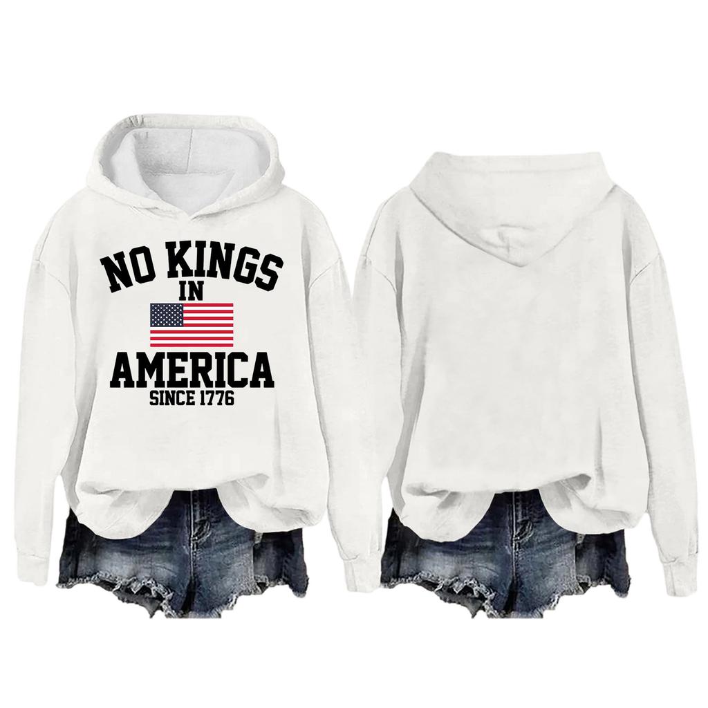 Women's Round Neck Long Sleeve Printed Pullover Hooded Sweatshirt