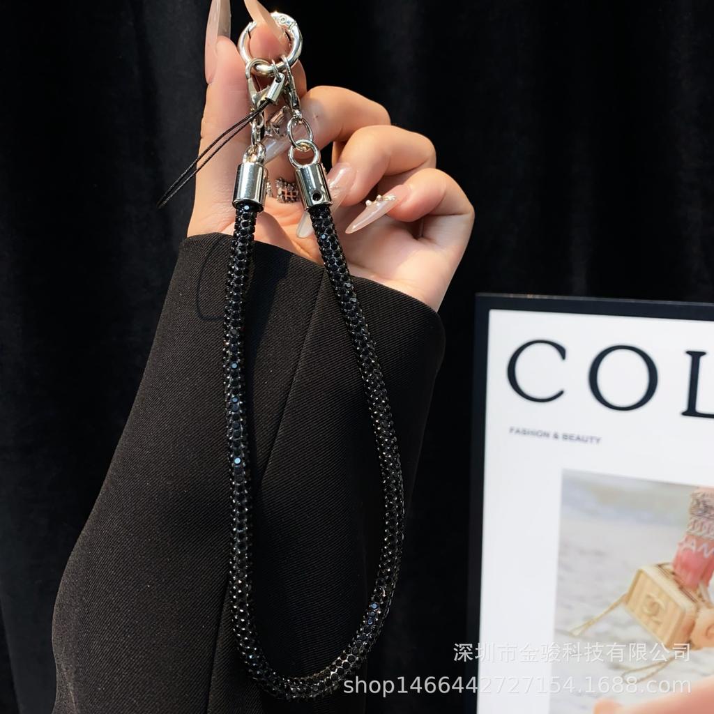 Light Luxury Phone Lanyard New Simple Rhinestone Double Buckle Phone Pendant Keychain Anti-Lost Rope Fashion Hanging Chain Wholesale