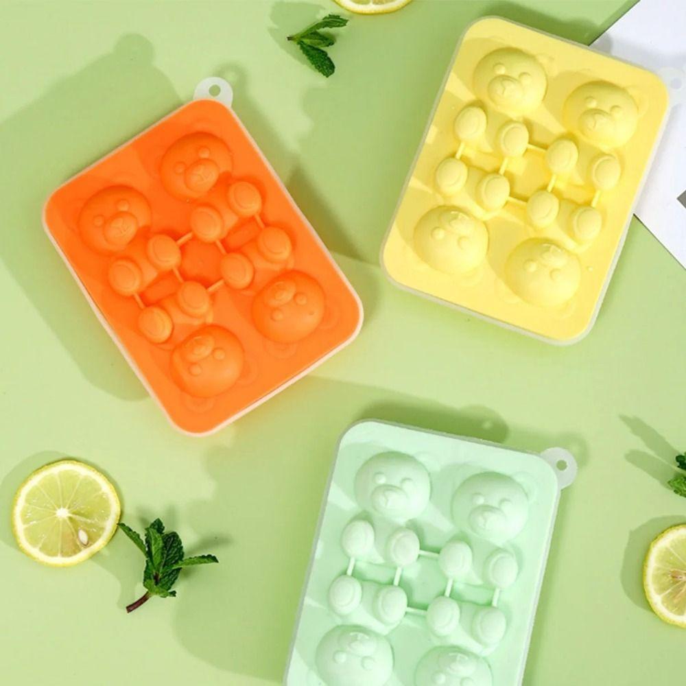 Four Grid Bear Ice Cube Mold Food Grade Ice Bear Model Making Artifact Ice Cream Mold  Frozen
