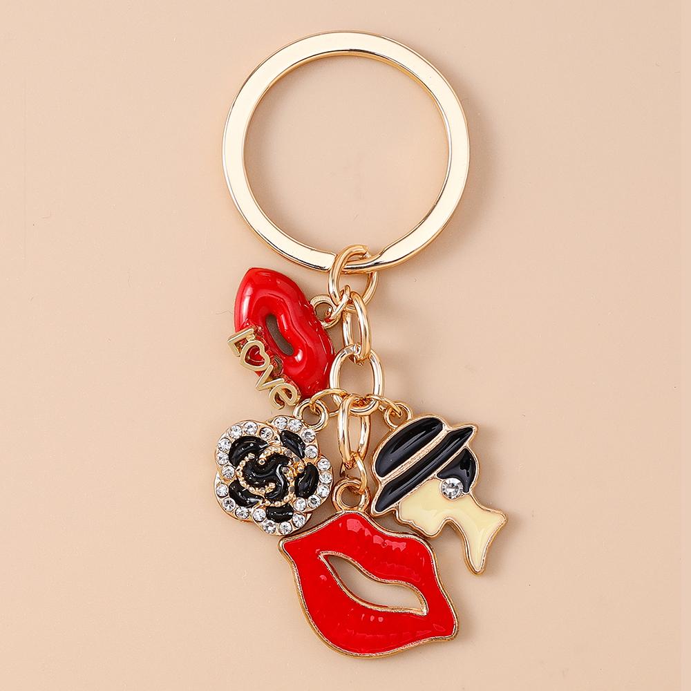 Aihua Elegant Brand Design Red Lips Highheels Perfume Lipsticks Keychains For Women Girls Handbag Pendant Keyrings Jewelry Gift