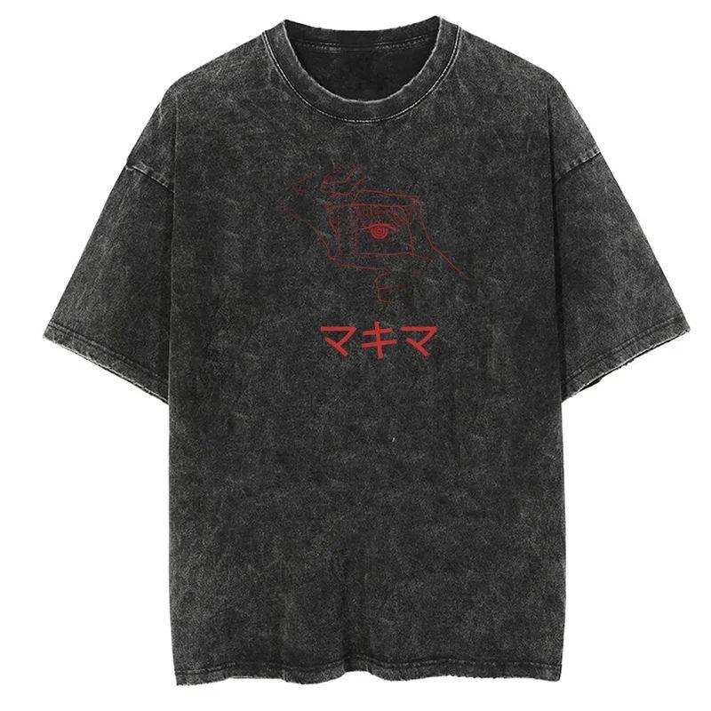 Nouveau T-shirt de haute qualité Chainsaw Man Anime pour hommes et femmes en coton avec impression lavée vintage Streetwear Rétro Hauts de Sport Fitness