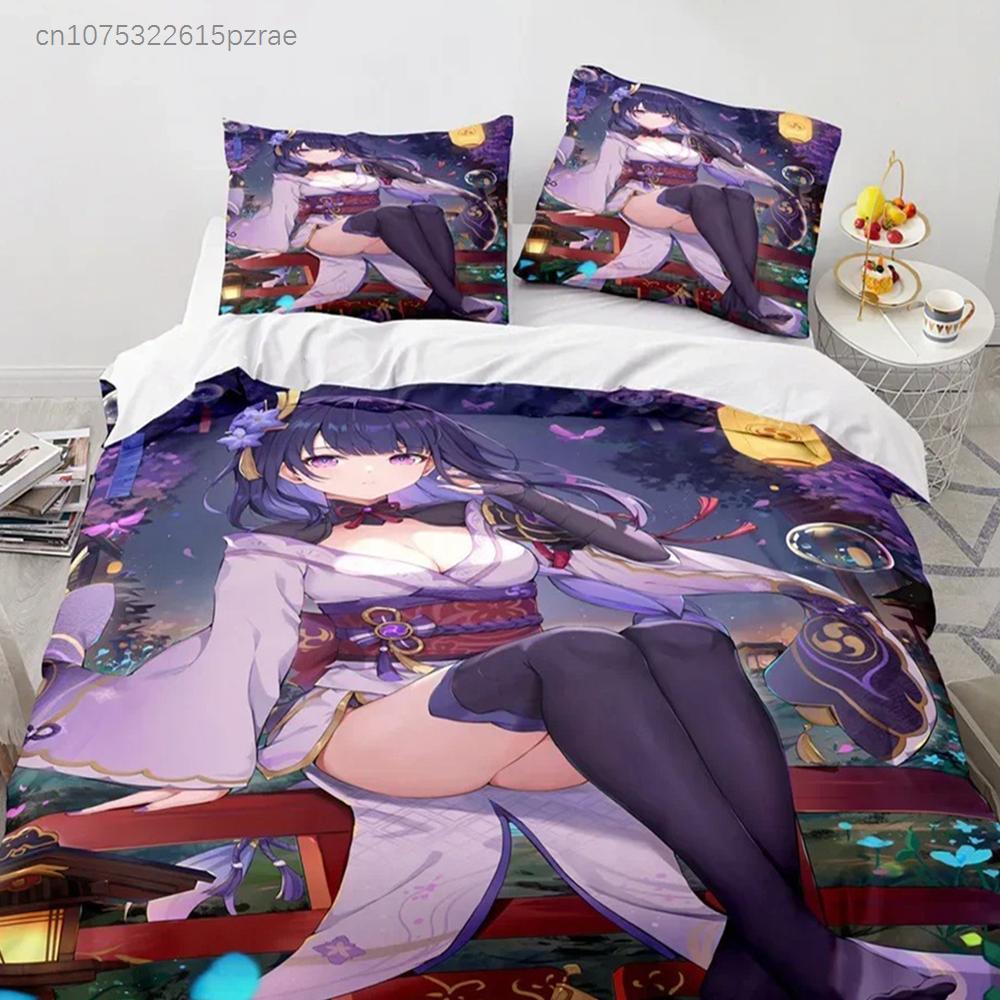 Genshin Impact Bedding Set Anime Game Kids Duvet Cover Sets Comfortable Bedspreads Queen King Size Bedroom Decor