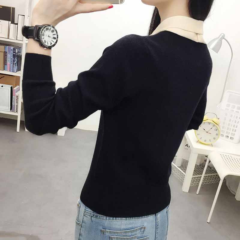 Sweaters Women's Long Sleeved Knitwear Short Top Undercoat Women's Spring New Bow Neck Slim