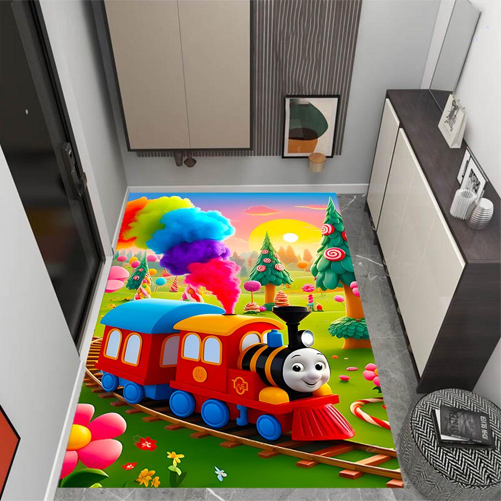 Thomas Train Birthday Party Carpet Design for Hallway Dormitory Game Room Balcony Antislip Carpet Anime Office Decor