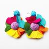 Dopamine Color Chiffon Flower Earrings - Fresh Seaside Style for Women
