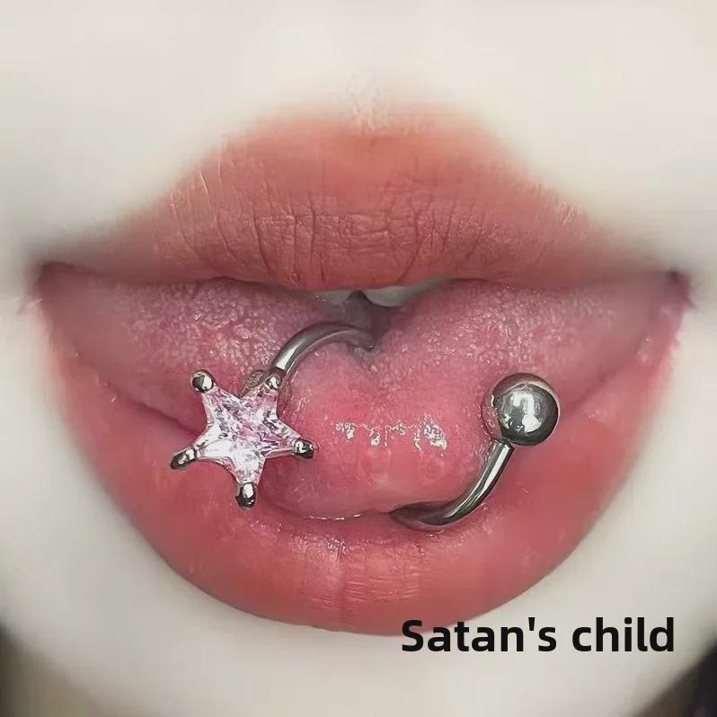 Piercing de langue en acier titane de type S Satan's Child