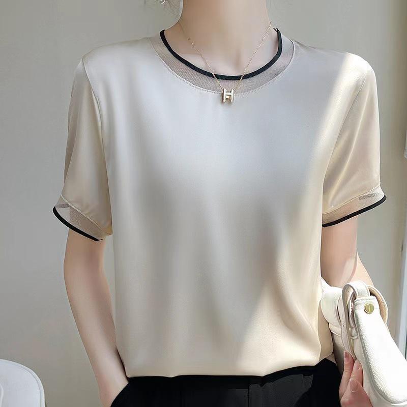 Women's Heavyweight Short Sleeve Crew Neck Mesh Base Layer T-Shirt in White