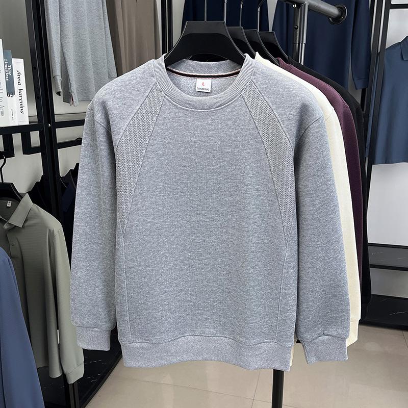 Men s Trendy Patchwork Cotton Long Sleeve Round Neck Hoodie XXXXL хизер серый