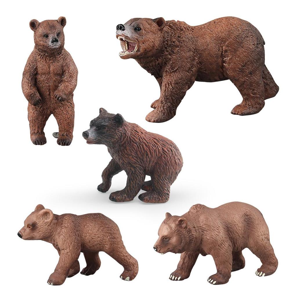 Realistic Wild Bear Toy Set: Big Brown Bear Model