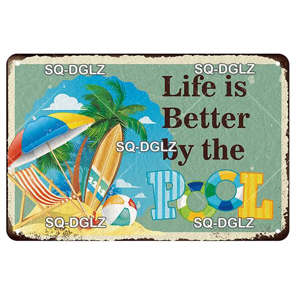 [SQ-DGLZ] Welcome Swim Pool Rules Metal Sign Vintage Plaque Tin Sign Plate Wall Decor For Bar Club Man Cave Art Painting Poster