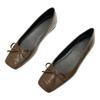Fashion Low Heel Single Shoes Autumn New Square Toe Shallow Mouth Bow Soft Slip Non-slip Slip-on Block Heel Shoes