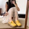 Niche Retro Middle-aged Mother Shoes Women's Autumn Leather Surface Hollow Hole Shoes Soft Sole One Pedal Thick Sole Two Wear Single Shoes