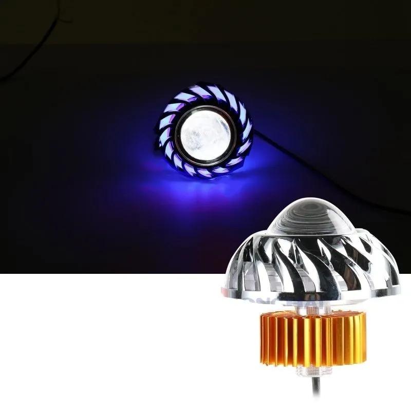 1 buc. Faruri pentru mașină pentru motocicletă Far stroboscopic DRL Lampă Halo dual LED Angel Devil Eyes Faruri Lentilă pentru proiector Faza mare/joasă