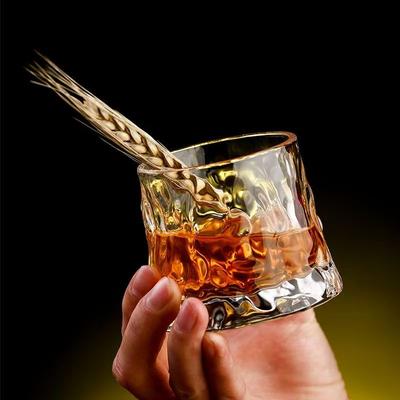 Creative Crystal Whiskey Glass Old Fashioned Rocks Glasses Tumblers Glassware for Cocktail Scotch Spinning Tops Design Glasses
