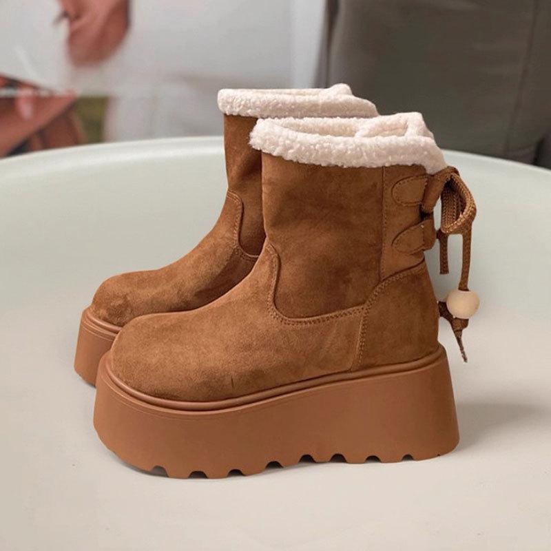 Women's Thick Bottom Hairy Mouth Winter Lightweight Warm Padded Snow Boots Non-slip Wear-resistant Casual Sneakers Cotton Boots