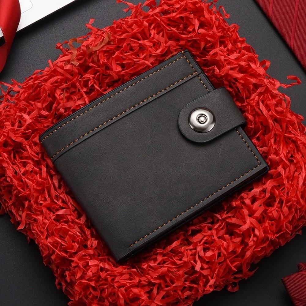 Durable Ultra Thin PU Leather Wallet Portable Lightweight Short Wallet Credit Card Holder Men