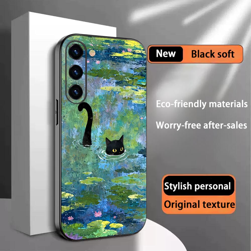 Cat Universe Cute Fashion Design Phone Case For Samsung Galaxy S26 S25 S24 S23 S22 S21 Plus Ultra Note20 Soft Black