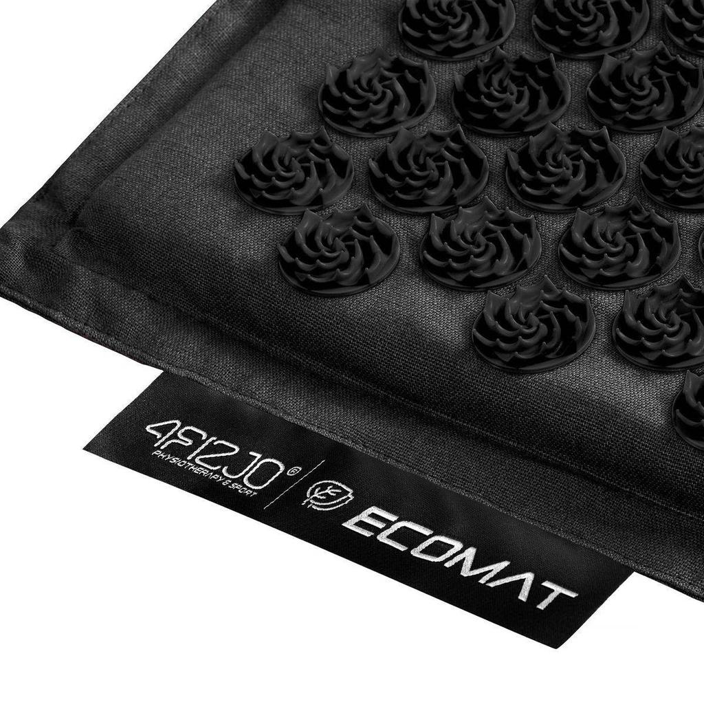 4FIZJO ECO Acupressure Mat with Buckwheat Hulls and a Pillow, Black