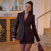 Women's Western Style Two-Piece Suit Jacket Set - Slim Fit, Solid Color