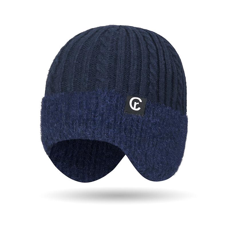 Unisex Winter Plush Knit Hat Set with Windproof Ear Protection - Warm Imitation Mink Fur for Outdoor Cycling