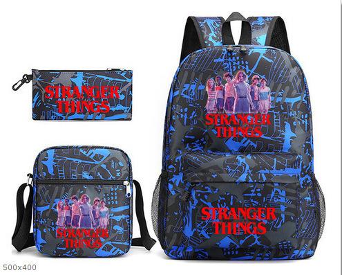 Stranger Things Star Printing Teen Student School Bag Three-Piece Men'S And Women'S Backpack