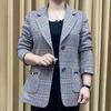 2025 Spring/Autumn Checkered Blazer: Stylish, Age-Defying, and Slimming Women's Suit Coat