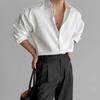 Men's Black Vertical Stripe Long Sleeve Shirt - High-End Casual Business Style, Iron-Free, Button-Down.