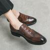 Brock Engraved Men's Shoes British Business Dress Crocodile Pattern Leather Shoes Size 46 Loafers Men