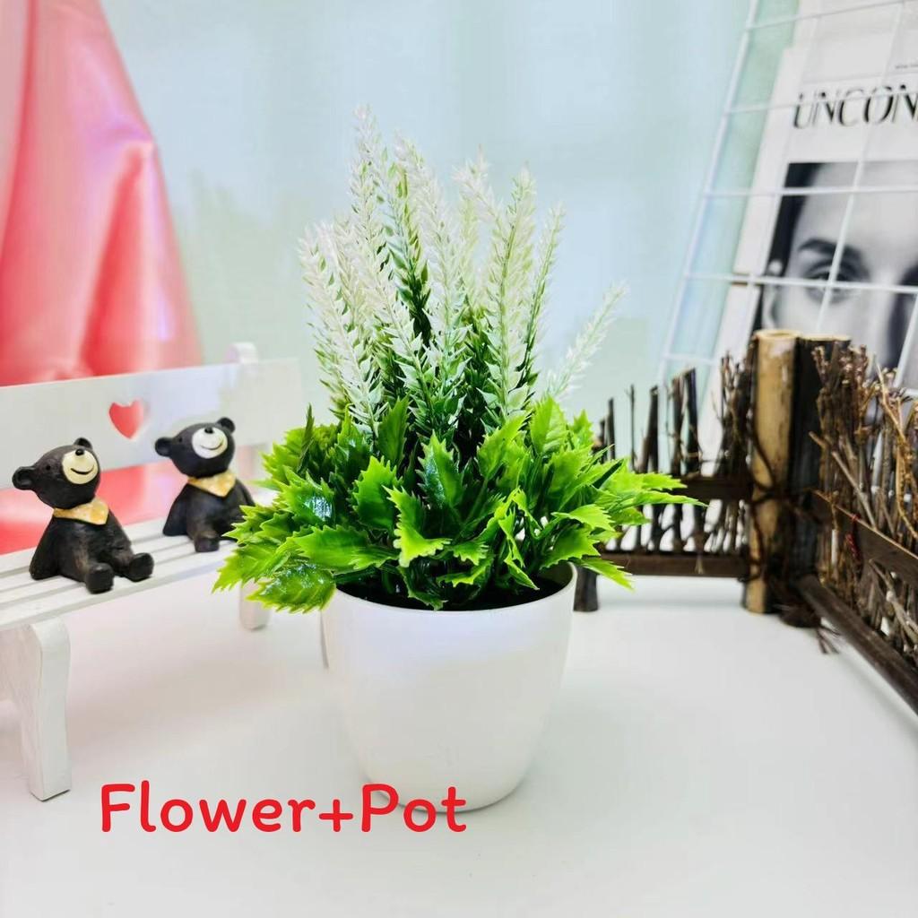 

Artificial Green Lavender Plant Round Pot Potted Plant For Office Living Room