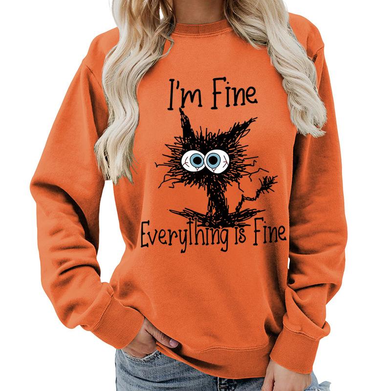 Weekends Printed Round Neck Women's Top Sweatshirt for Autumn Winter Casual Loose Fit Pullovers & Long Sleeves Women’s