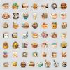 50 Cute Food Doodle Stickers, Stationery Stickers, Water Cup, Laptop, Notebook, Waterproof Decorative Stickers