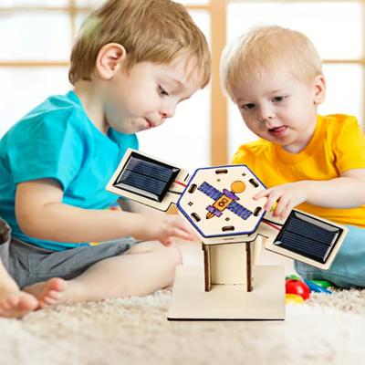 DIY Solar Artificial Satellite Model Kit Educational Handmade Wooden Puzzle Satellite Model Kids