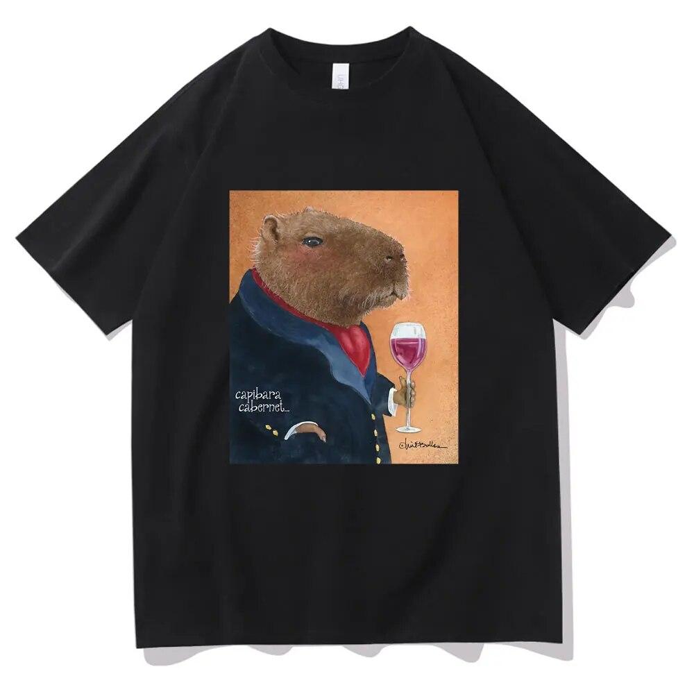 Will Bullas Tshirt Funny Capybara Cabernet Print T Shirts Unisex Women Fashion Harajuku Cute T-shirt Unisex Casual Funny Tee Shirt