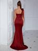 2025 Off-Shoulder Slit Long Evening Dress - Sexy Solid Color Fashion