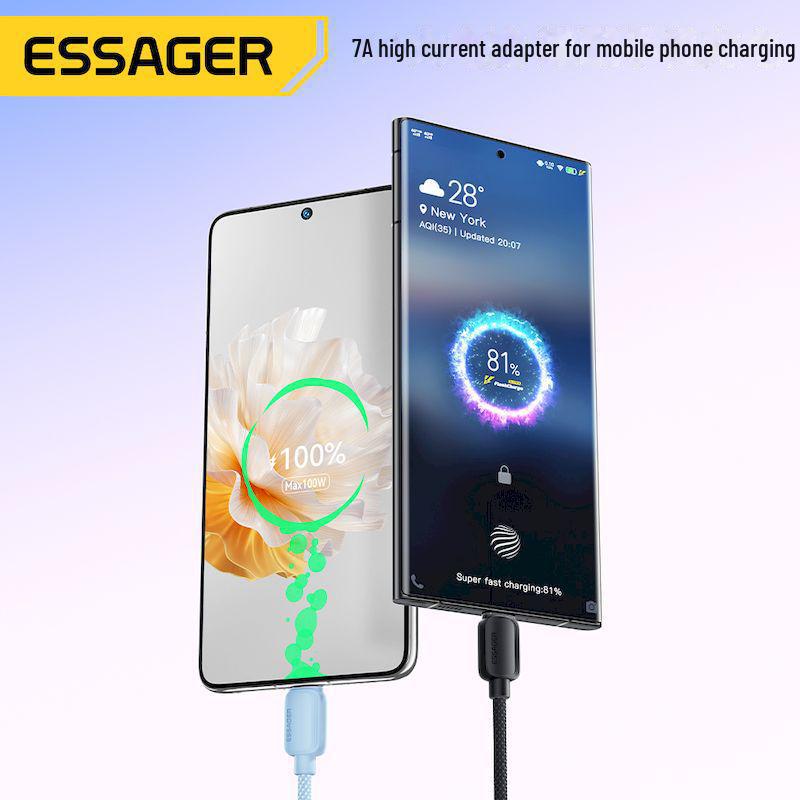 ESSAGER A-C7A Type-C Fast Charging Cable for Apple and Huawei Mobile Phones
