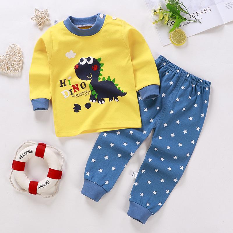 2026 Summer Children Full Sleeve Underwear Suits Baby Spring O-Neck Cartoon Cotton Pajama Set Long Pant Kids Home Wear Clothing Suit for Girl Boy