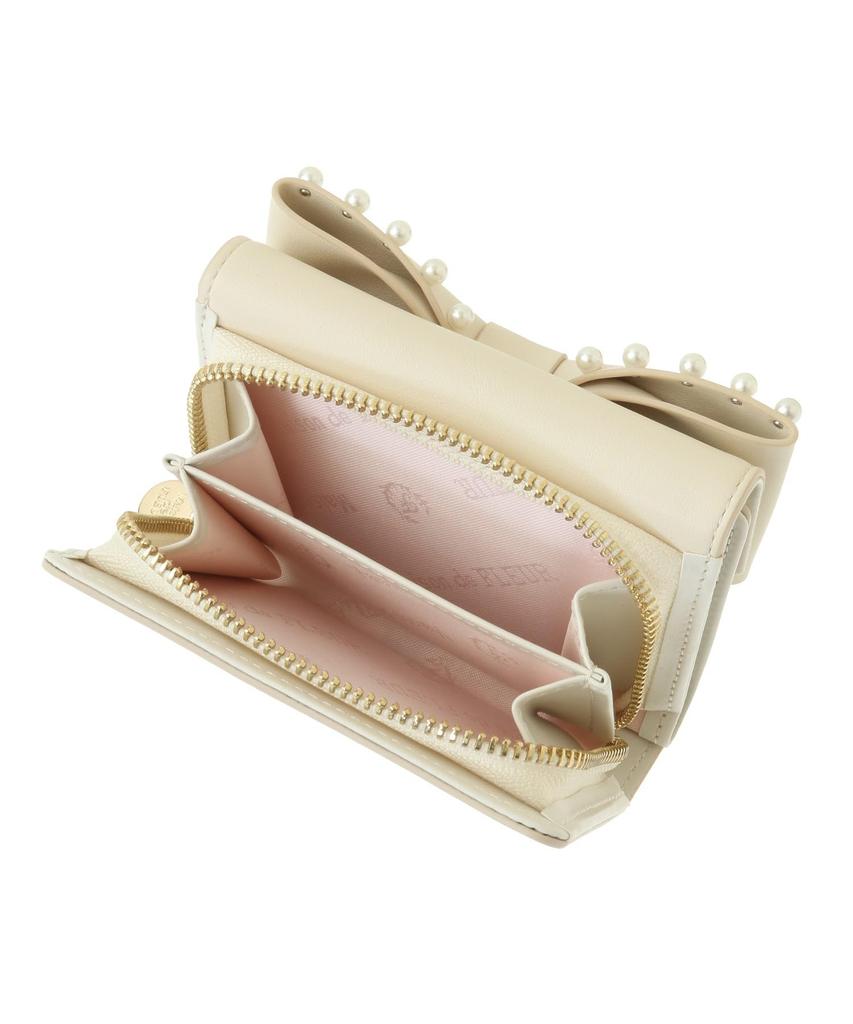 Maison De Fleur Ribbon Pearl Ivory Wallet, Women's,