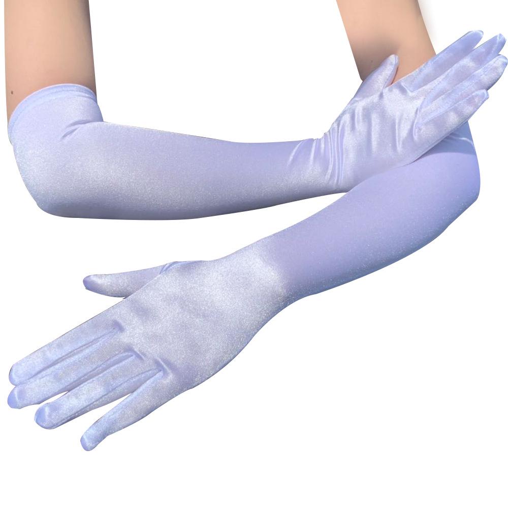 Vintage Nylon Satin Prom Gloves - Ladies' Long Gloves with Sun Protection