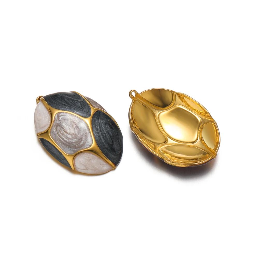5pcs Stainless Steel Enamel Dinosaur Egg Charms Pendants for DIY Children Necklaces Boho Jewelry Earrrings Making Supplies