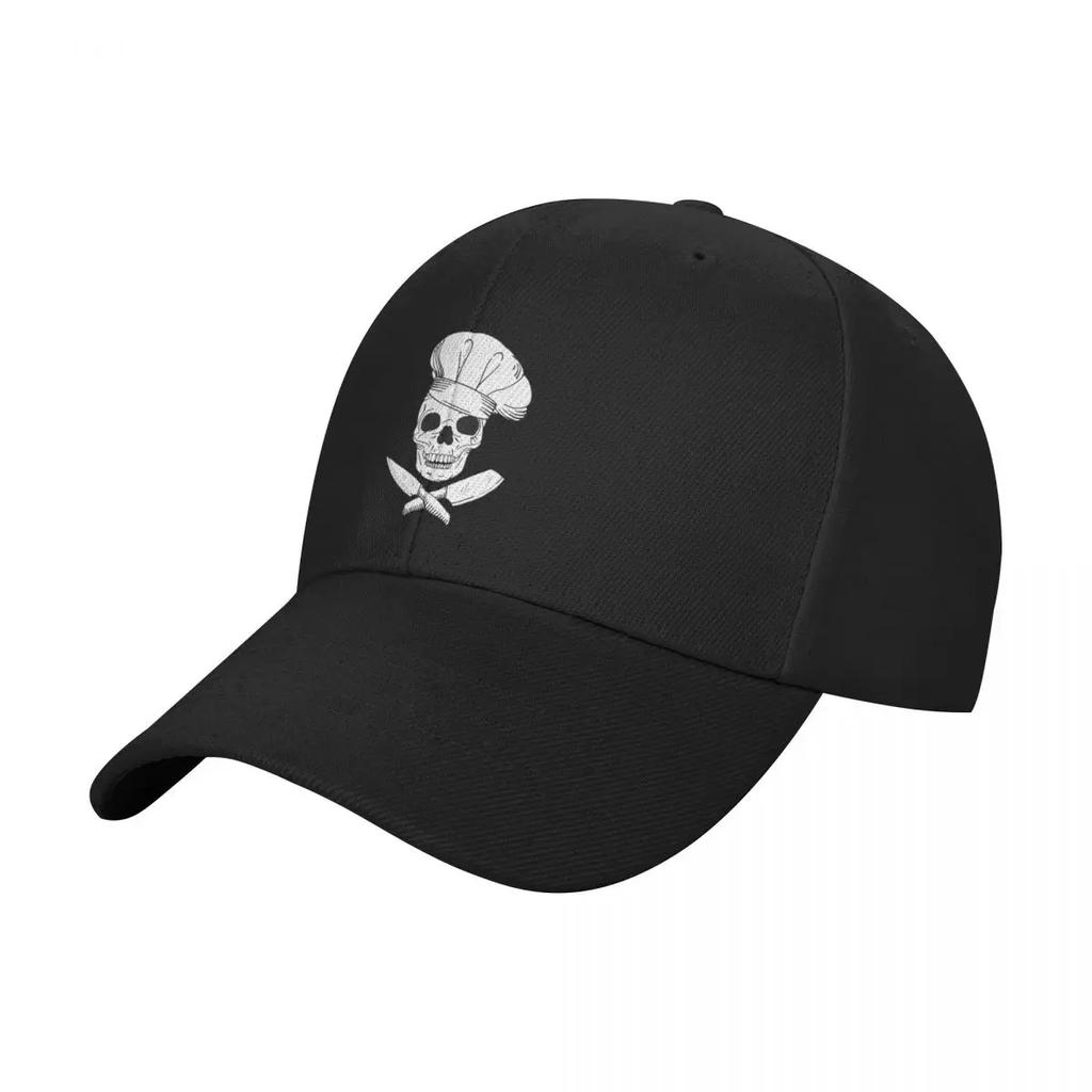 Skull Wearing Chef Hat and Crossed Kitchen Knives Baseball Cap summer hat beach hat designer cap black Women Caps Unisexs