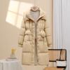 2025 Winter New Down Jacket Women's Medium and Long Over-knee Thickened Hooded Skinny Waist White Duck Down Jacket