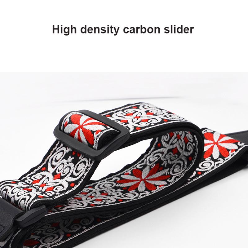 Guitar Strap Embroidered Print Ethnic Style Adjustable Guitar Strap For Folk Electric Guitar Bass Ukulele Guitar Accessories