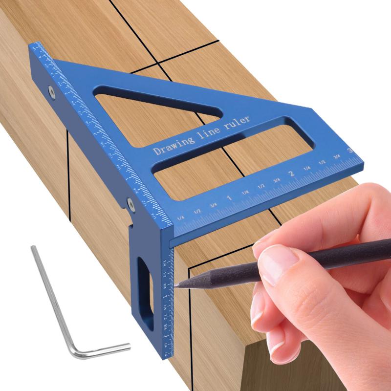 3D Multi Angle Aluminum Red Measuring Ruler 45/90 Degree Woodworking Square Protractor Drawing Line Miter Triangle Layout Tool