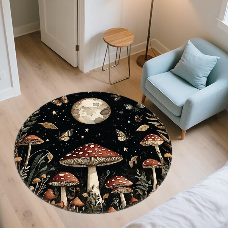 Forest pattern round rug,Carpet Rug for Living Room Bedroom Sofa Playroom Decor,Non-slip Floor Mat,Holiday Gifts and Birthday Gifts